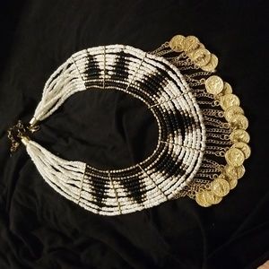 Beaded coin necklace